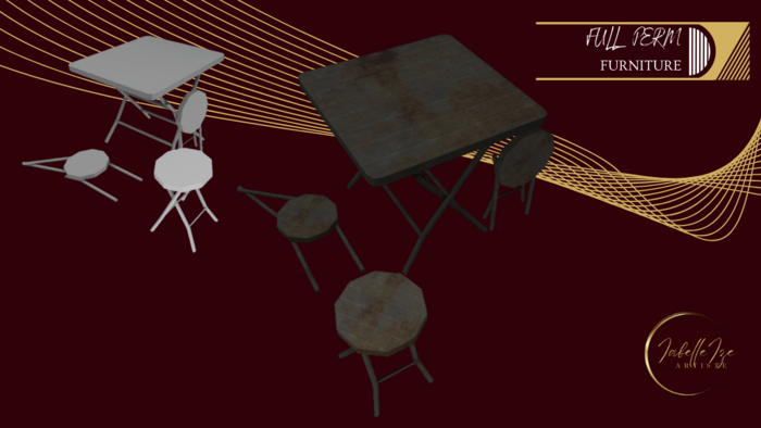 Fold-Up Stool Set with Table - Mesh Full Perm