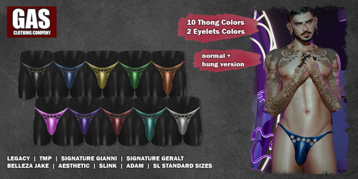 GAS [Men's Thong Oscar - 10 Colors w/HUD FATPACK]