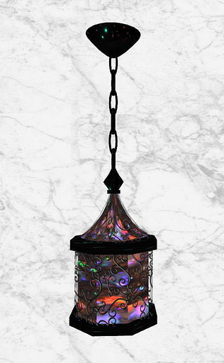 Wrought Iron Dark Opal Stone Octagon Hanging Lamp