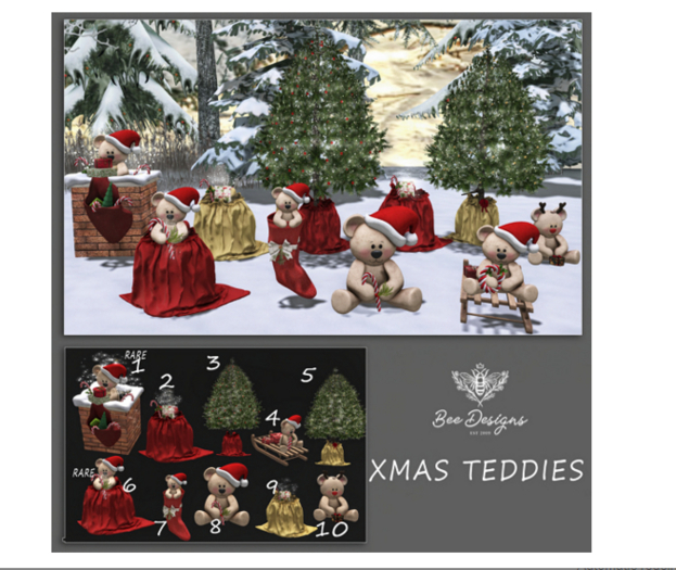 01 Bee Designs Xmas Teddies RARE