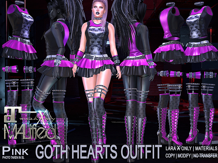 LaraX Only COPY/MOD MALified: Goth Hearts Outfit (Pink)
