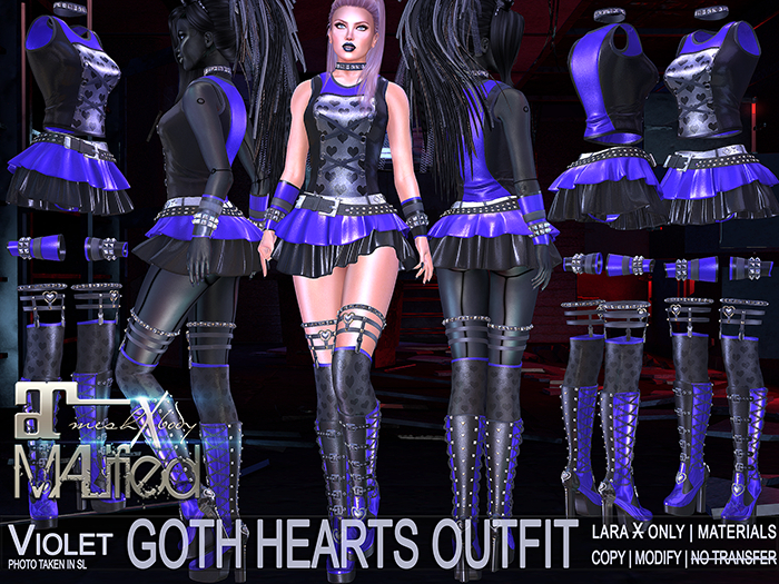 LaraX Only COPY/MOD MALified: Goth Hearts Outfit (Violet)