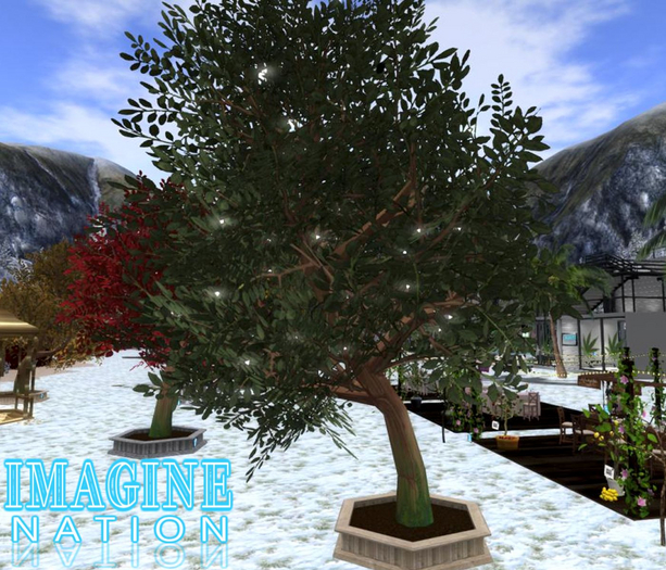Large Autumn Tree + Lights (drk green)