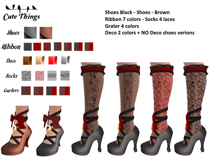 [CT] Ribbon Vintage Shoes + Socks - Maitreya - Reborn - Legacy - Kupra