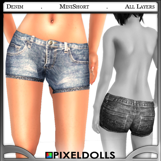 (PixelDolls) Denim (Light) . MiniShorts