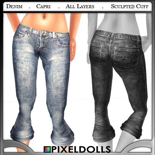(PixelDolls) Denim (Light) . Capri