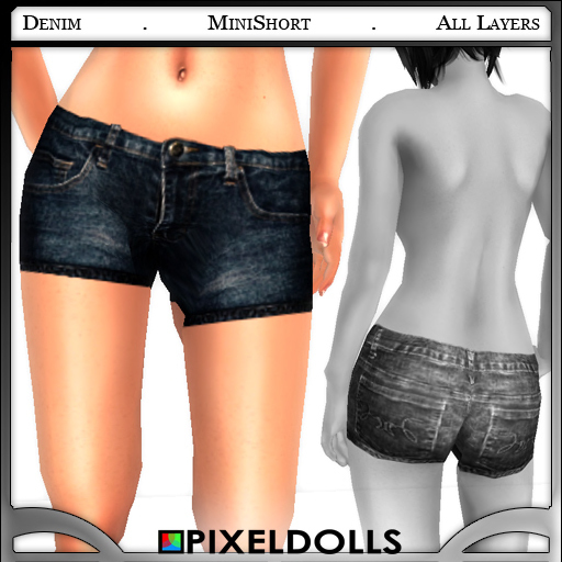 (PixelDolls) Denim (Indigo) . MiniShorts