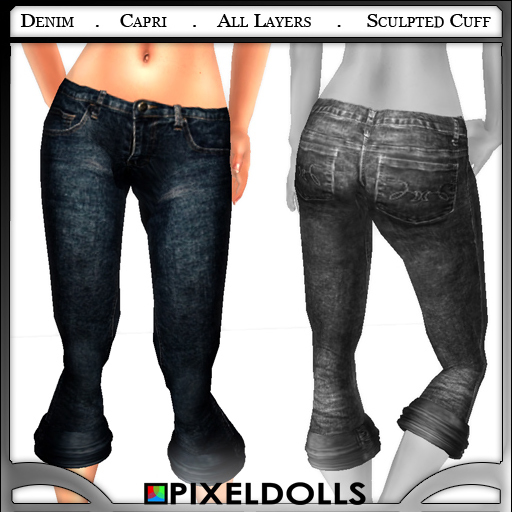 (PixelDolls) Denim (Indigo) . Capri