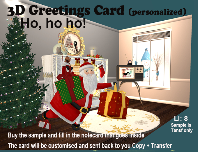 Xmas 3D Greetings Card - Ho Ho Ho! SAMPLE