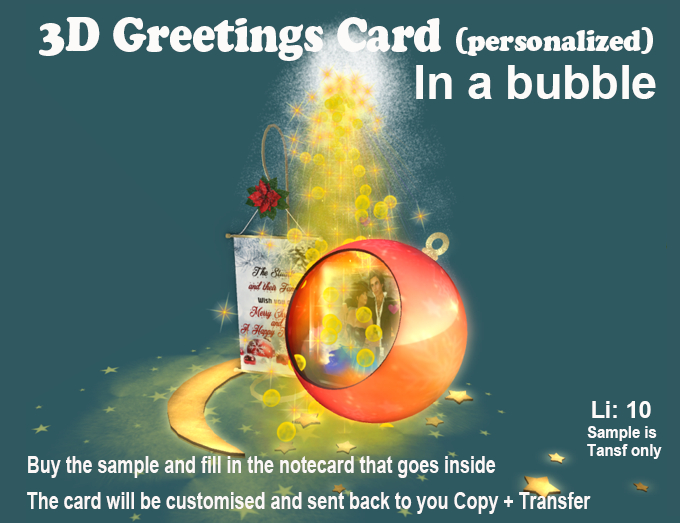 Xmas 3D Greetings Card - In a bubble (SAMPLE)