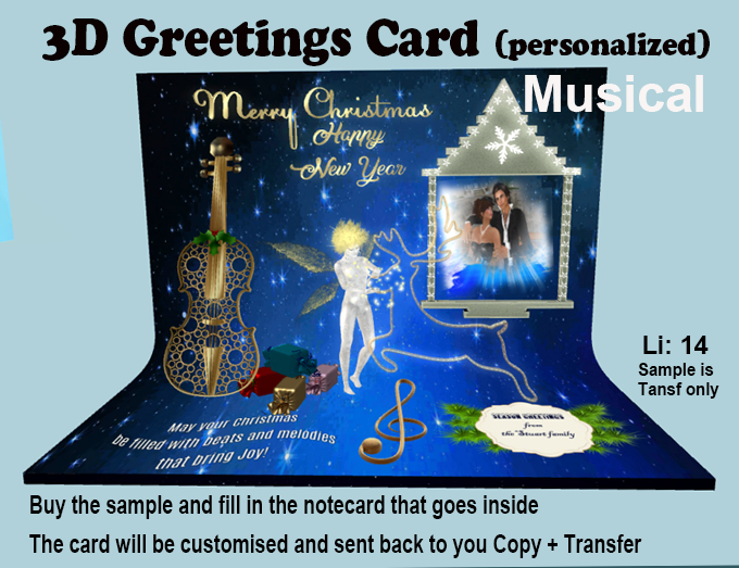 Xmas 3D Greetings Card - Musical (SAMPLE)