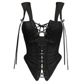 SOJOUR - tied lace corset - black