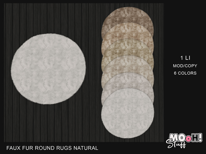 MOoH! Stuff Faux fur round rugs natural (Add)