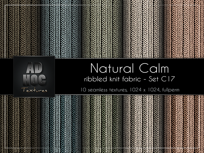 AD HOC - NATURAL CALM - Set C17 - Gerippter Gestrickt Stoff (einfarbig & Streifen)