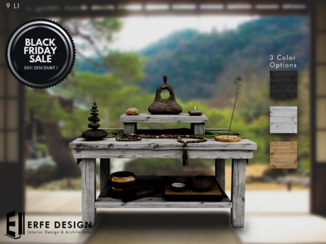 Second Life Marketplace - Zen Meditation Table 8LI [Erfe Design] PACK
