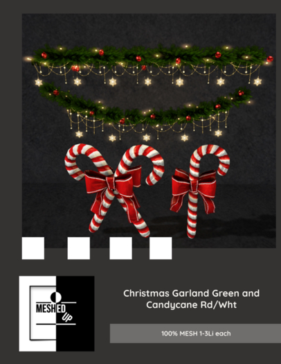MeshedUp: Christmas Garland Green and Candycane Rd/Wht 