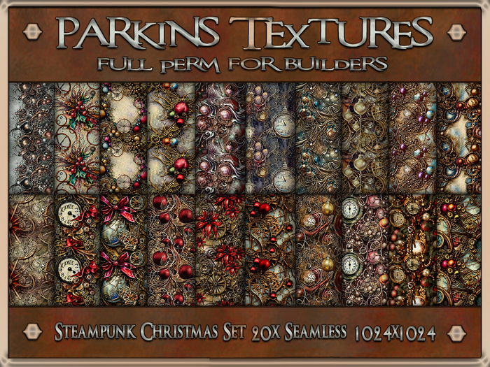 Second Life Marketplace - Parkins Textures - Steampunk Christmas Set ...