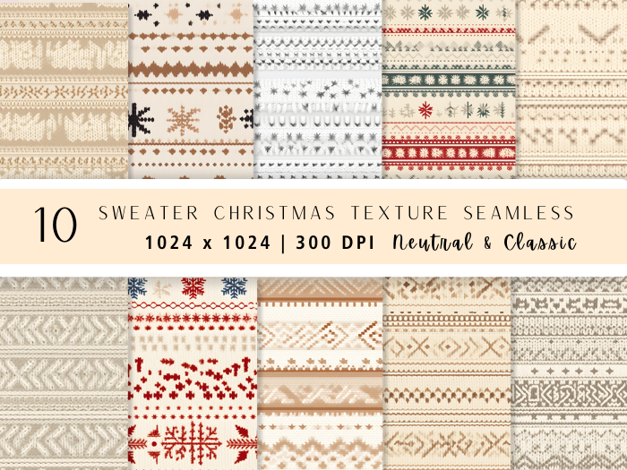 Seacloud. 10  Sweater Christmas Texture Seamless  Neutral n Classic