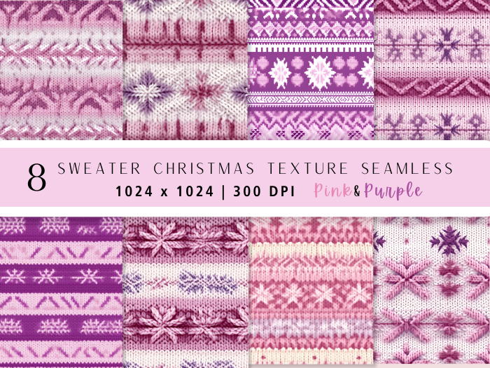 Seacloud. 8 Sweater Christmas Texture Seamless PinkPurple 