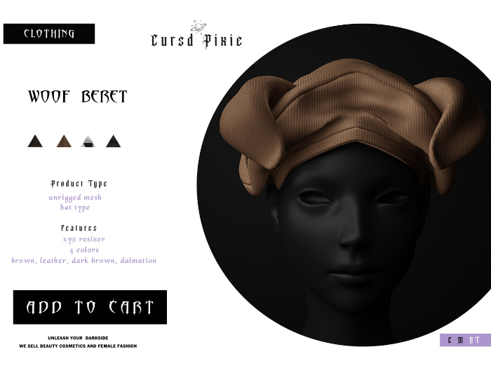 Cursd Pixie. Dogg Beret PACK 