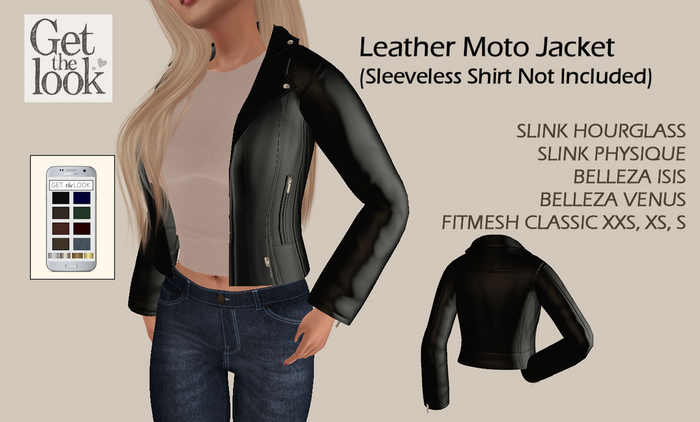 < PROMO 50% OFF> LEATHER JACKET FAT PACK FOR BELLEZA ISIS - VENUS, SLINK HOURGLASS - PHYSIQUE, FIT MESH CLASSIC AVATARS