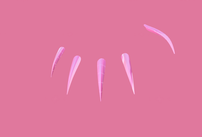 SWIRLY GRID NAILS (STRAWBERRY) - EBODY REBORN