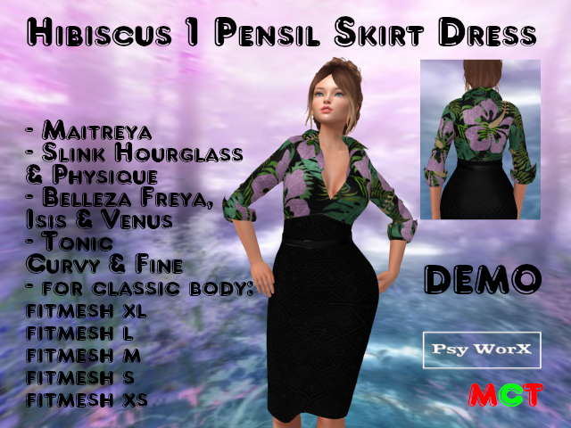 >PsyWorX< Hibiscus 1 Pencil Skirt Dress DEMO v2
