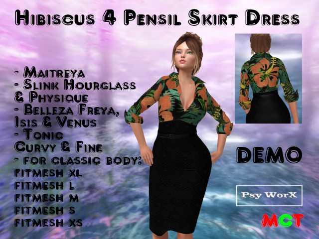 >PsyWorX< Hibiscus 4 Pencil Skirt Dress DEMO v2
