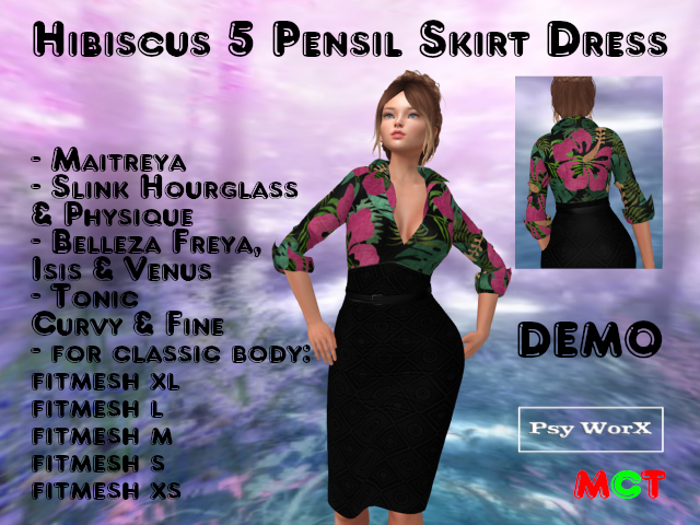 >PsyWorX< Hibiscus 5 Pencil Skirt Dress DEMO v2
