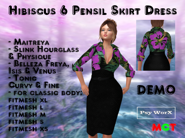 >PsyWorX< Hibiscus 6 Pencil Skirt Dress DEMO v2