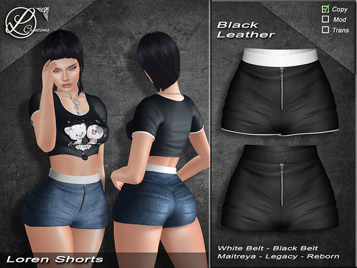 Loren Shorts Black Leather
