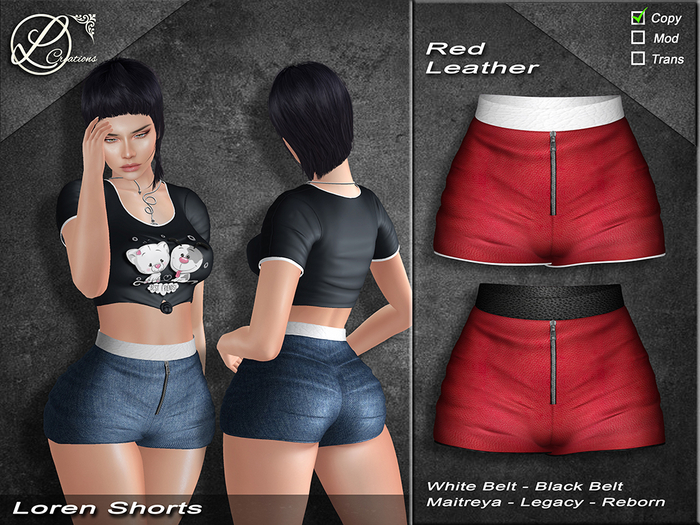 Loren Shorts Red Leather