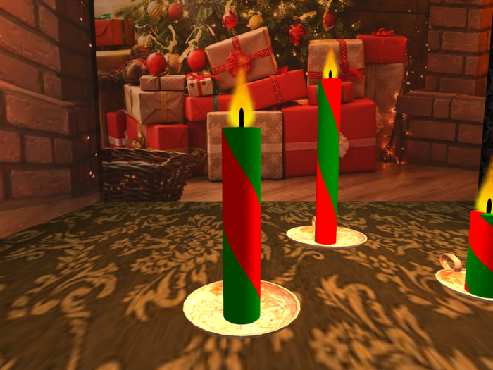 Festive candle/Vela in two colors x3 -Red/Green-