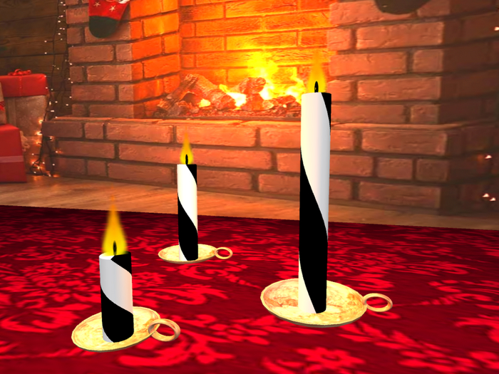 Festive candle/vela in two colors x3 -White/Black-