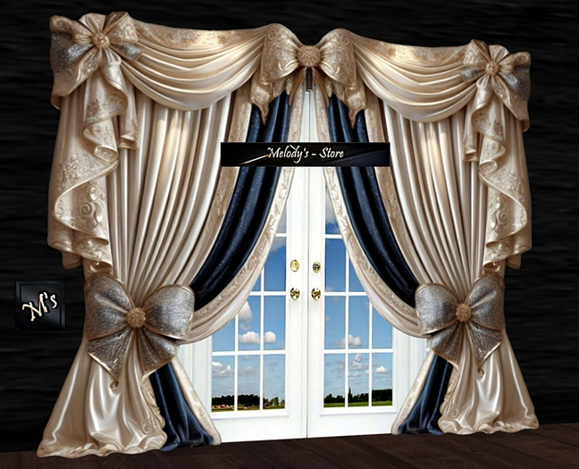 M's - Beige curtain with bows