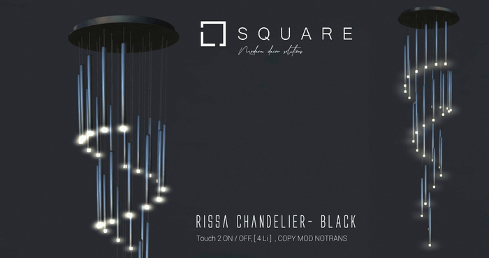 [ SQUARE ] - RISSA Chandelier - Black 
