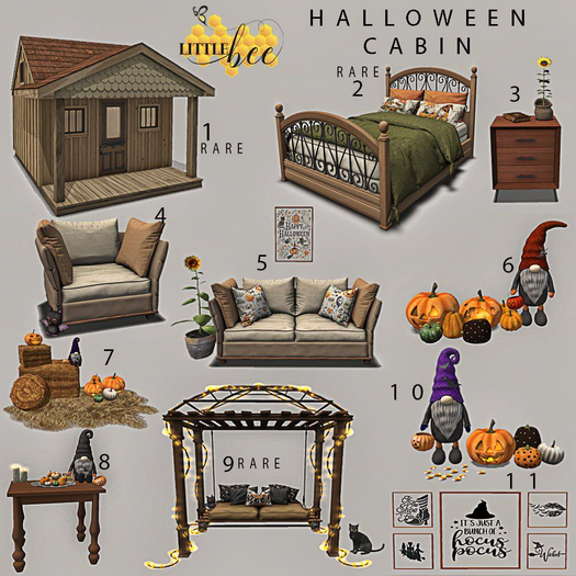 09 Little Bee Halloween Cabin RARE 