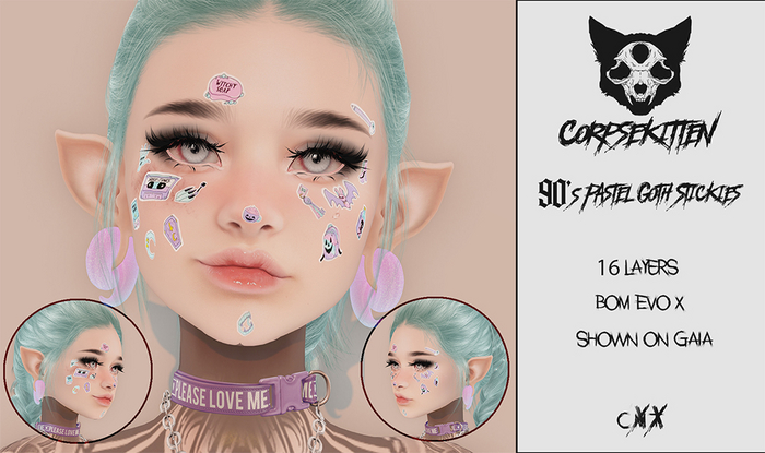 Corpsekitten - 90's Pastel Goth Stickies