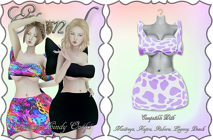 Eternal Cindy Outfit Set Cow Print Purple