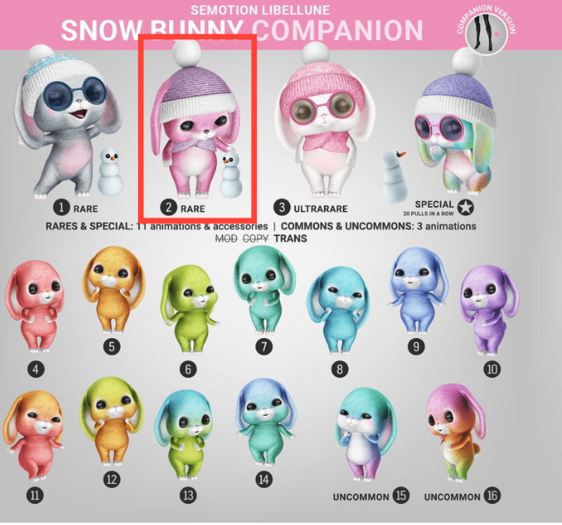 SEmotion Libellune Snow Bunny Companion RARE 02