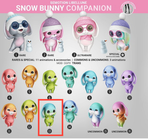 SEmotion Libellune Snow Bunny Companion COMMON 13