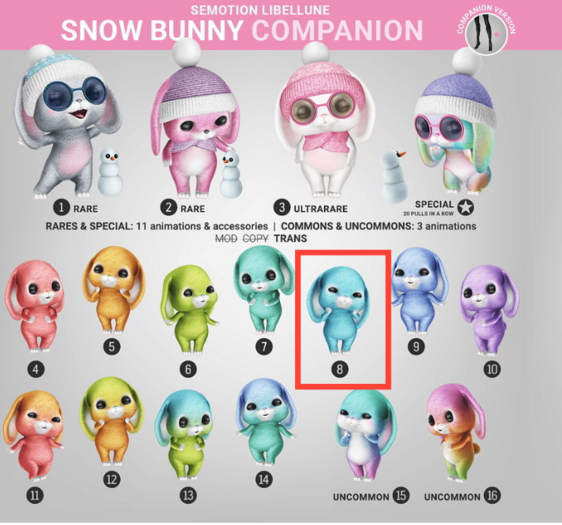 SEmotion Libellune Snow Bunny Companion COMMON 08