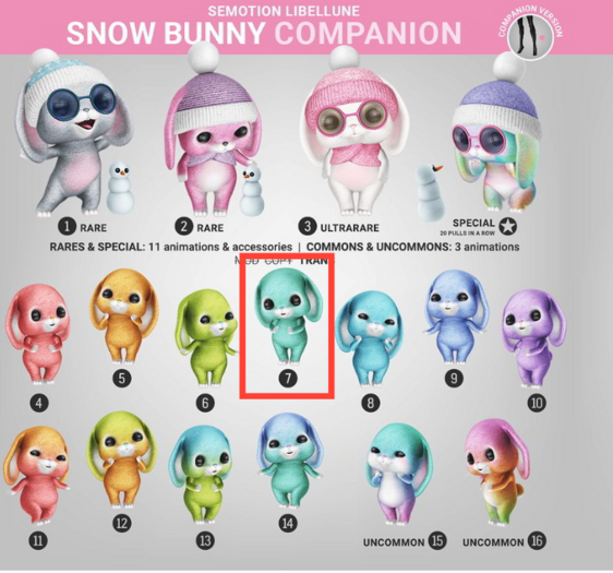 SEmotion Libellune Snow Bunny Companion COMMON 07