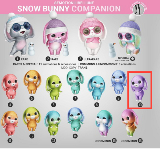 SEmotion Libellune Snow Bunny Companion COMMON 10