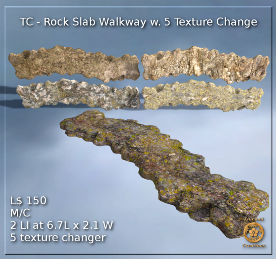 Second Life Marketplace - TC - Rock Slab Walkway w. 5 Texture Change