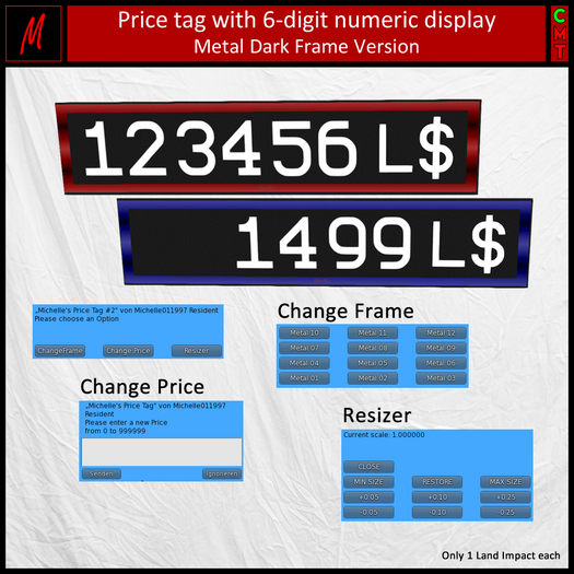 Michelle's Price Tag Board Frame (Metal Dark)