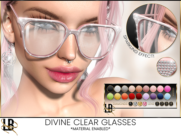 LB - Divine Clear Iced Out Glasses w/Sparkling Diamonds + HUD