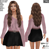 SOFT SWEATSHIRT&BELTED SATIN SKIRT,MESH BODY