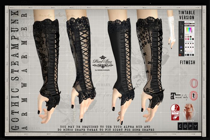 PIXEL BOX - Steampunk Gothic Gloves Armwarmers