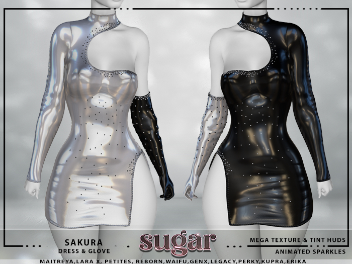 [sugar] Sakura Dress & Glove [FAT PACK, MEGA TEXTURE & COLOR TINT HUD, ANIMATED SPARKLES] 